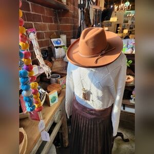 Mocha Brown Hat with Attached Cording Detailing
